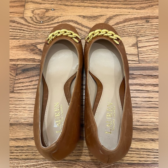 Lauren Ralph Lauren Women’s  Cow Leather Pumps Size 7B Brown Block Heels - Picture 4 of 11